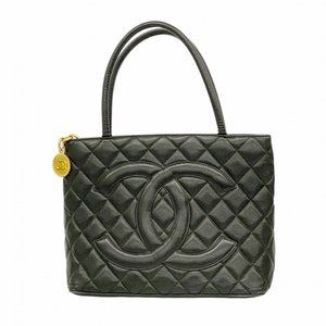CHANEL Black Caviar Leather Tote Bag